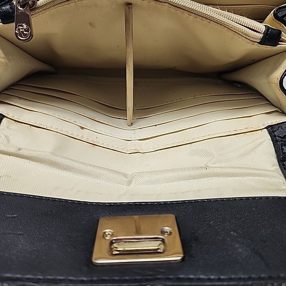 Spartina 449 Kiawah Black/White Linen/Leather Small Clutch/Crossbody Bag - Picture 9 of 10